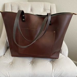 Portland leather goods XL oversized cognac tote
